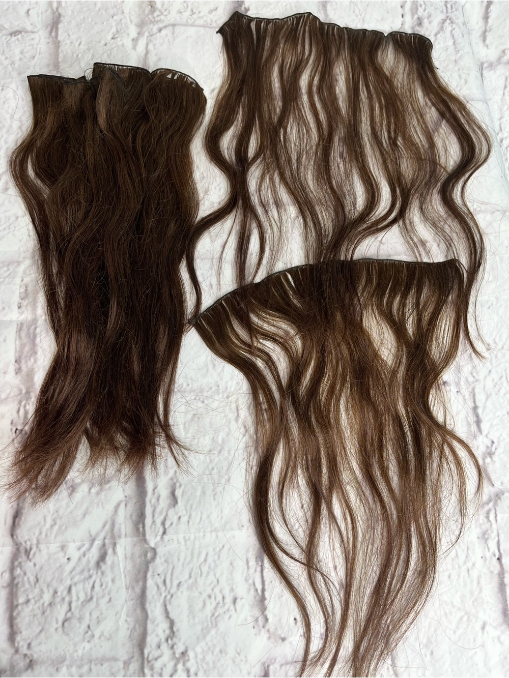 medium brown brunette 16in tie in human hair extensions